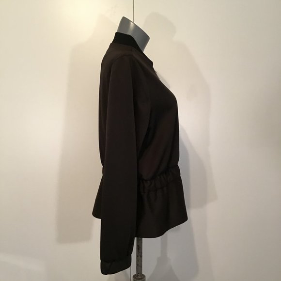 Lea & Viola Lounge Black Peplum Zip Up Jacket Size L - Picture 3 of 10